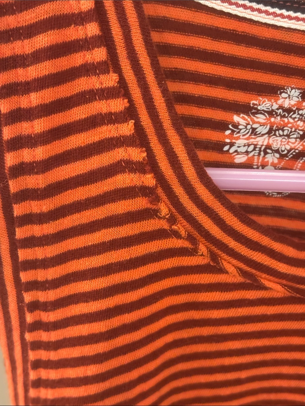 Pilcro Anthropologie Striped Distressed Tank Top XS Orange Brown Raw Hem - Picture 3 of 9